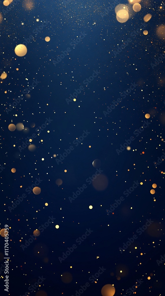 A mesmerizing display of golden particles against a deep navy background, creating an enchanting and festive atmosphere. A mesmerizing display of golden particles against a deep navy background, creating an enchanting and festive atmosphere.