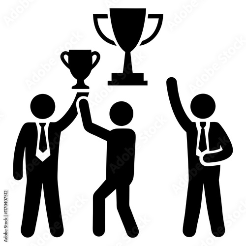 A manager awarding a trophy for teamwork, resolving past conflicts logo icon