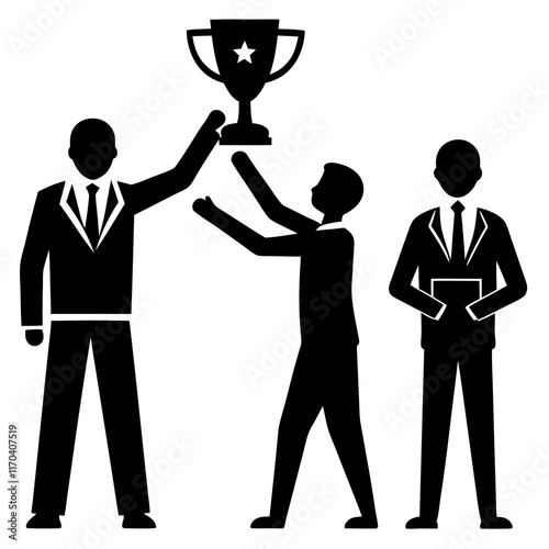 A manager awarding a trophy for teamwork, resolving past conflicts logo icon