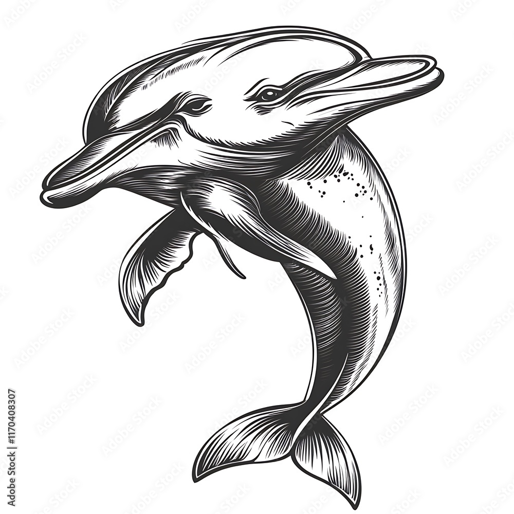 Obraz premium A stylized illustration of a dolphin leaping gracefully.
