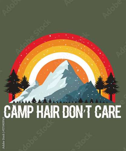 Wallpaper Mural Camp Hair Don't Care Funny Adventure Hiking Outdoor Gift Graphics and Template For Print On Demand Business and Printing Industry. Torontodigital.ca