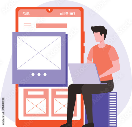 App Wireframe Vector Illustration