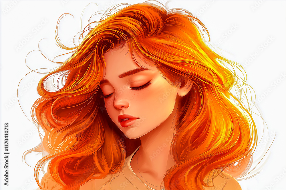 Beautiful young happy woman with long flowing hair Beautiful young happy woman with long flowing hair