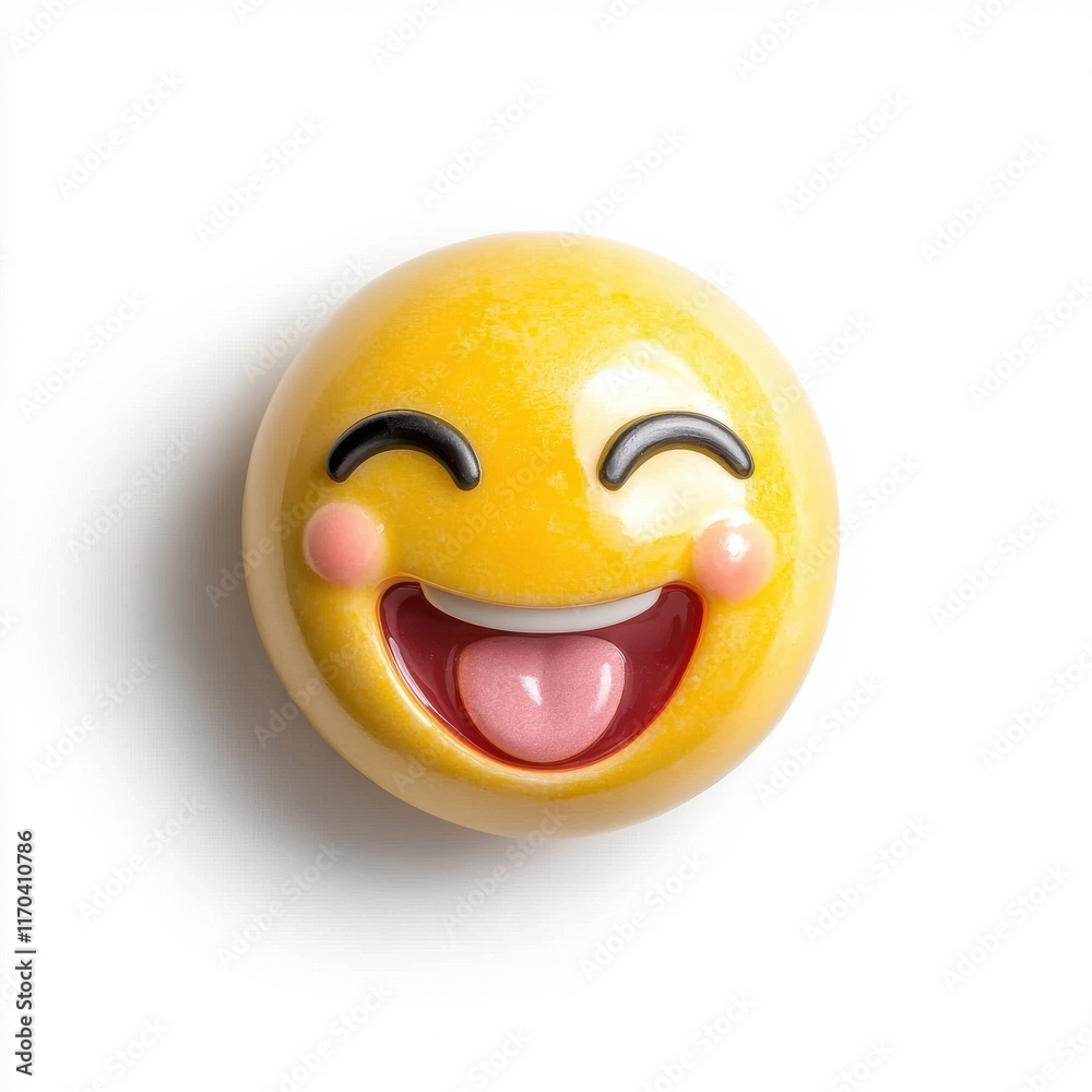 Fototapeta premium cheerful yellow emoji icon with big smile and laughing expression, perfect for communication