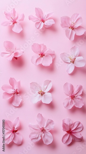 Wallpaper Mural A vibrant arrangement of delicate pink flowers on a soft pink background. Torontodigital.ca