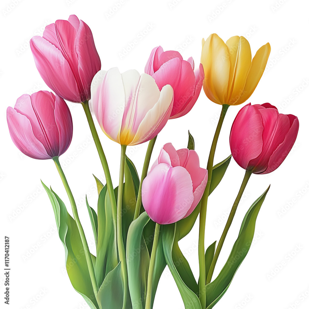 Fototapeta premium tulipes on white background