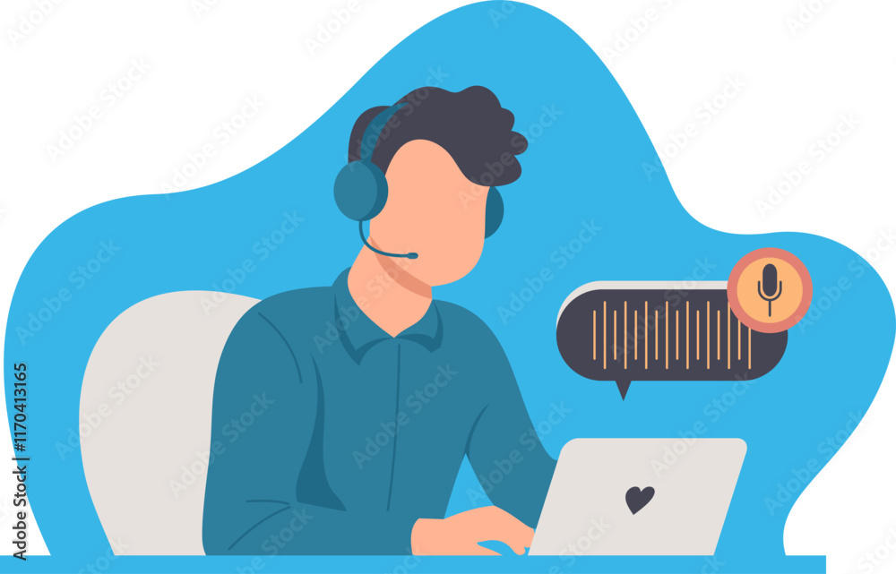 Man Recording Podcast Illustration