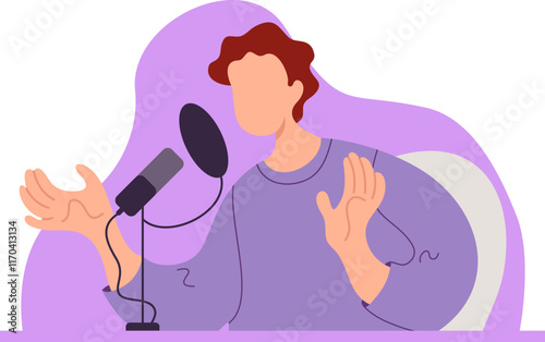 Man Recording Podcast Illustration