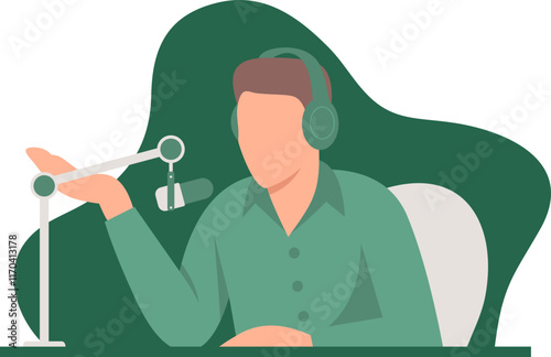Man Recording Podcast Illustration
