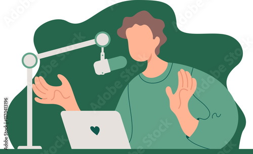 Man Recording Podcast Illustration