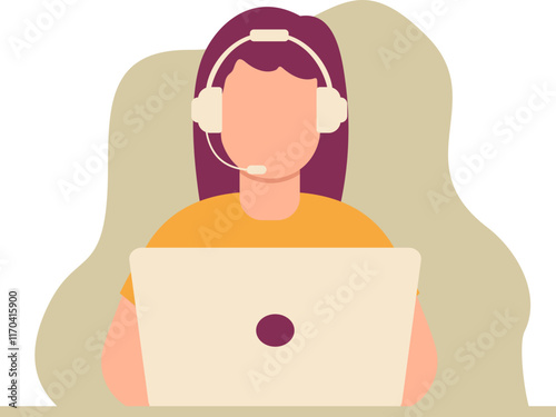 Woman Recording Podcast Illustration