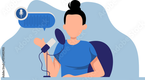 Woman Recording Podcast Illustration