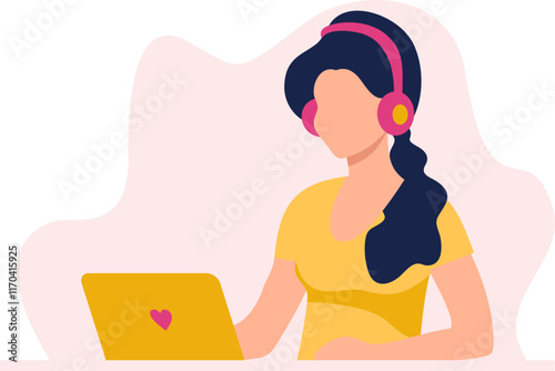 Woman Recording Podcast Illustration