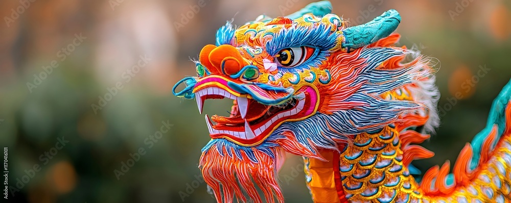 Vibrant Dragon Statue in Colorful Detail Vibrant Dragon Statue in Colorful Detail