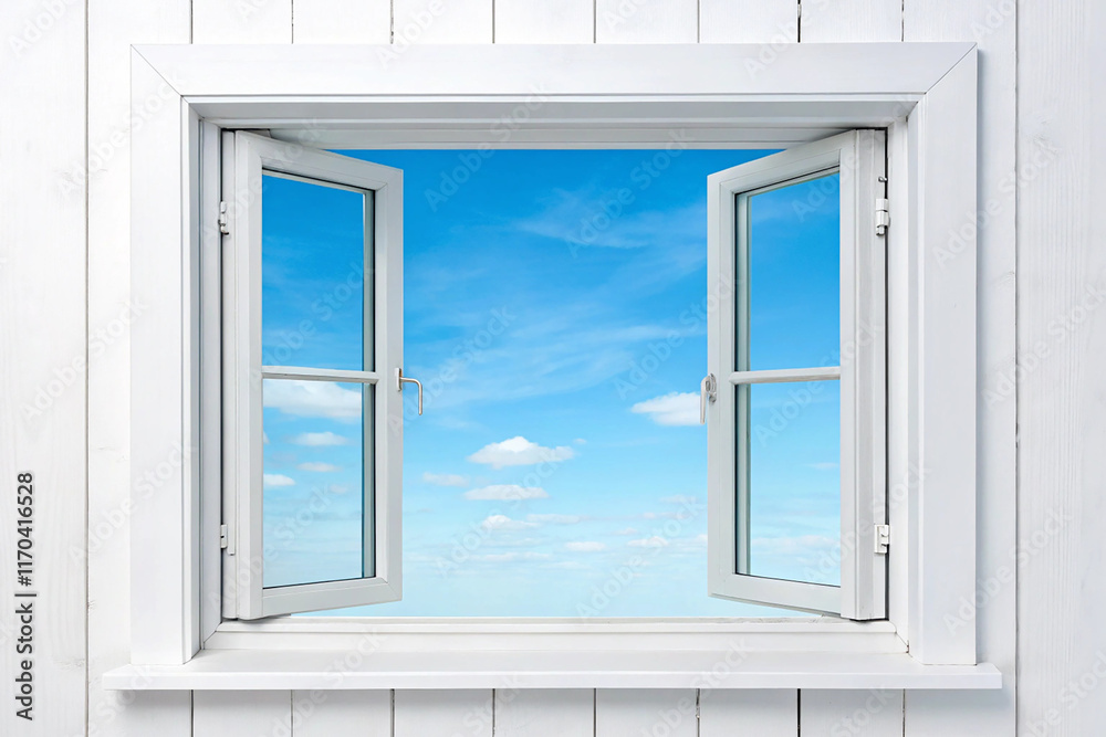 White wooden over summer window background White wooden over summer window background