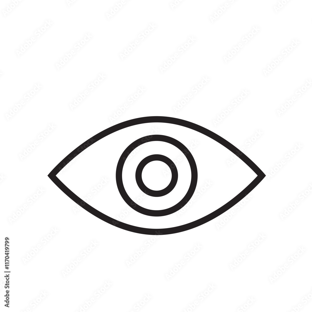 Black eye icon. Bold outline detail. Minimalist vector illustration. Simple geometric design. Black eye icon. Bold outline detail. Minimalist vector illustration. Simple geometric design.