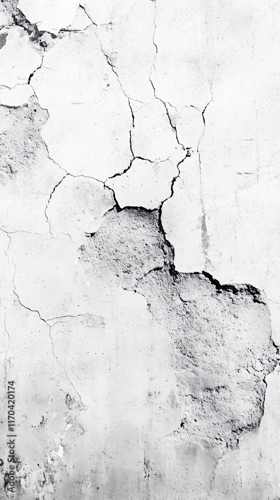 An abstract black and white image showcasing cracked and weathered concrete wall texture. An abstract black and white image showcasing cracked and weathered concrete wall texture.