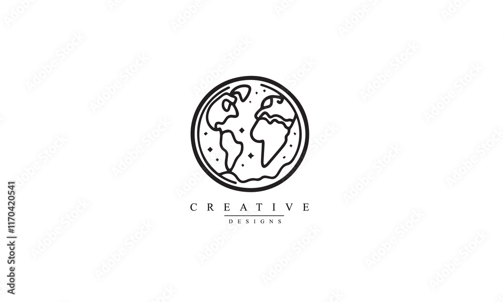 Simple planet icon. Earth sign. World symbol. black design Thin line icon on white background. Vector illustration Simple planet icon. Earth sign. World symbol. black design Thin line icon on white background. Vector illustration