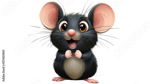 mouse with cheese isolated on white background