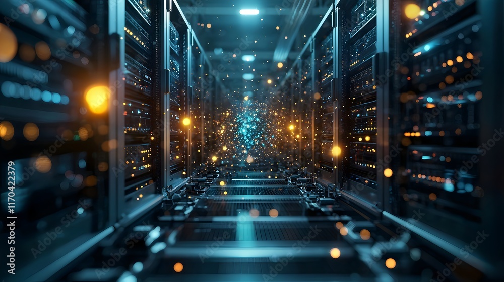Futuristic rendering showcasing quantum enhanced systems running complex computations within a glowing luminous chamber leaving space at the bottom for copy or text Futuristic rendering showcasing quantum enhanced systems running complex computations within a glowing luminous chamber leaving space at the bottom for copy or text