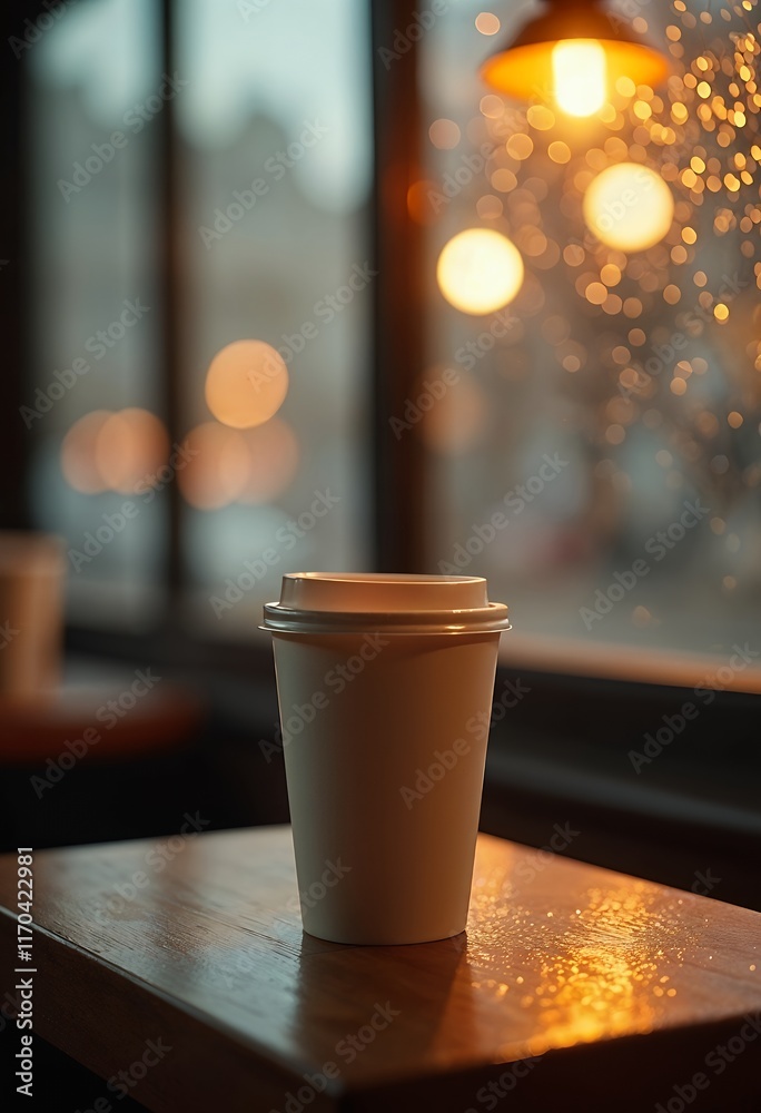 Warm Coffee in a Rainy Cafe Window Warm Coffee in a Rainy Cafe Window