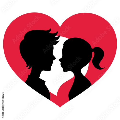 silhouette of a couple with heart happy valentine day