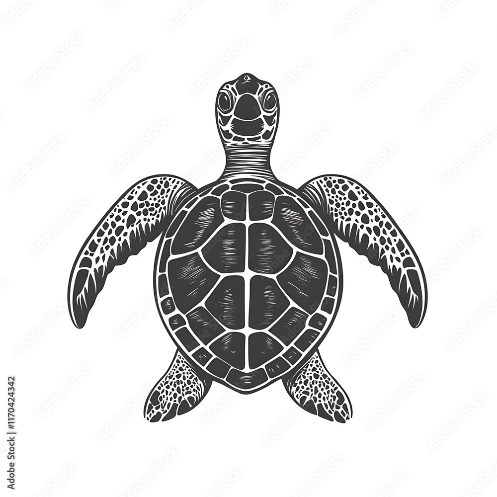 Fototapeta premium A stylized illustration of a turtle from a top view.