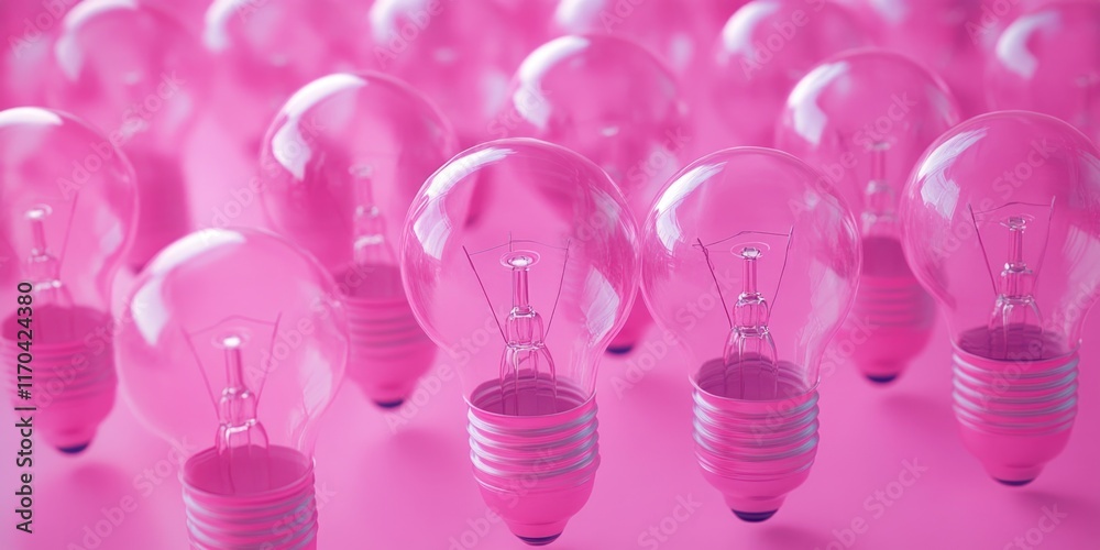 Pink Light Bulbs on Pink Surface Pink Light Bulbs on Pink Surface