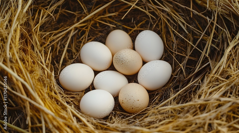bird nest, straw nest, white eggs, cluster of eggs, natural texture, close-up, soft lighting, earthy tones, organic shapes, wildlife photography, rustic, farm fresh, Easter theme, nesting materials bird nest, straw nest, white eggs, cluster of eggs, natural texture, close-up, soft lighting, earthy tones, organic shapes, wildlife photography, rustic, farm fresh, Easter theme, nesting materials
