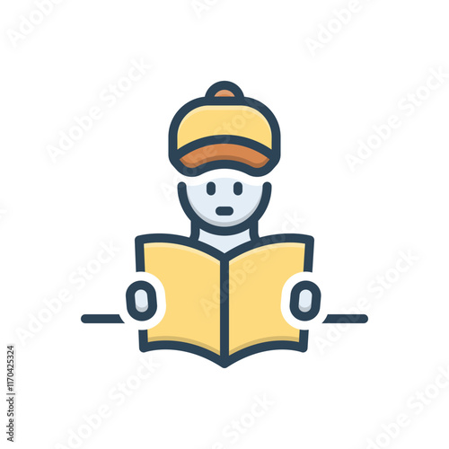 Color illustration icon for reader