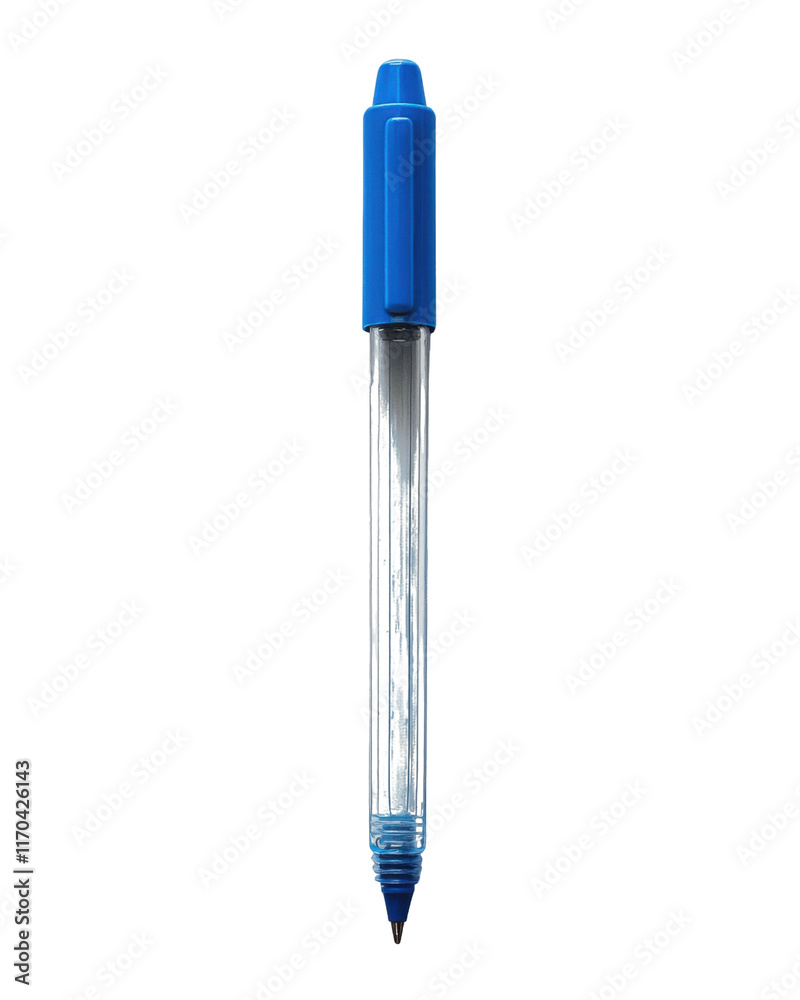 blue capped pen with transparent body, perfect for writing notes blue capped pen with transparent body, perfect for writing notes