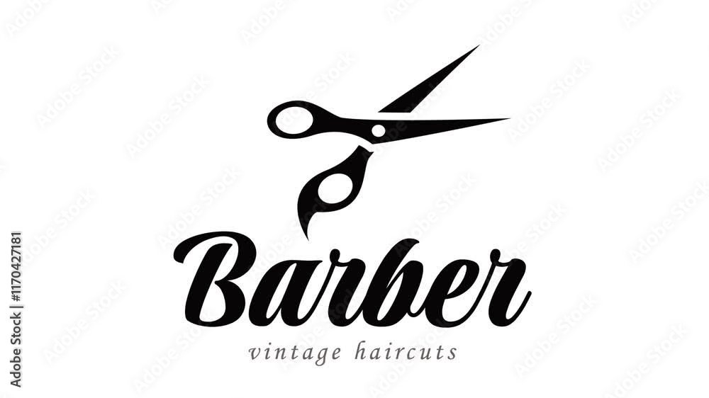 Barber icon isolated on white background. Hairdresser logo or sign. 4K video looping motion animation.