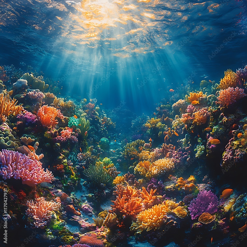 Fototapeta premium coral reef under bright ocean sunlight high resolution hd picture