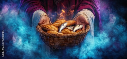 Miracle of Multiplication of Loaves and Fishes by Jesus Christ