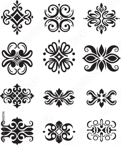 Decorative Geometric and Floral Motifs Collection