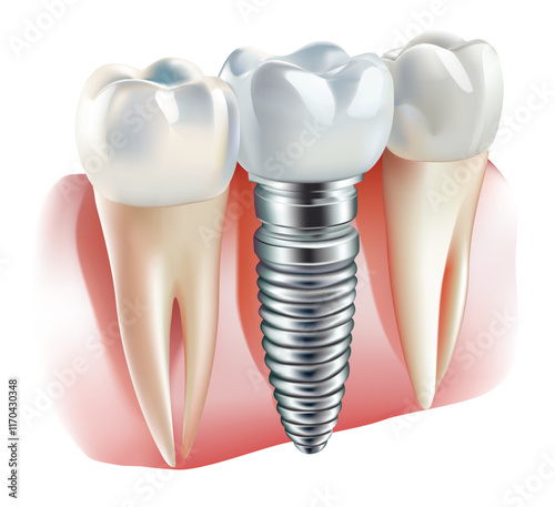 Dental implants on a white background, Vector illustration