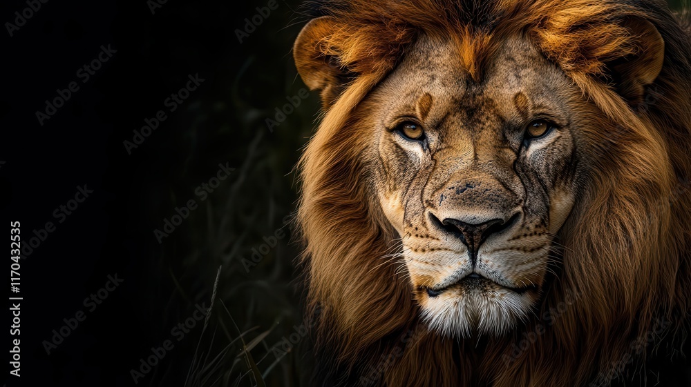 A fierce lion portrait, dynamic expression with grunge effects, golden and earthy tones, isolated A fierce lion portrait, dynamic expression with grunge effects, golden and earthy tones, isolated