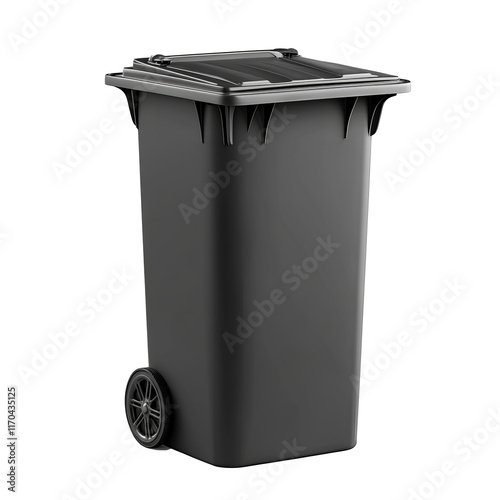 Container trash black bin isolated on white background