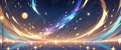 Enchanted Elegance: Gold and Blue Particle Magic photo