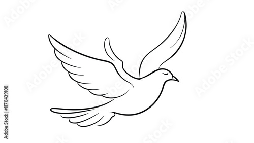 Wallpaper Mural dove line art style vector illustration Torontodigital.ca