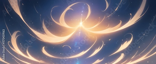 Enchanted Elegance: Gold and Blue Particle Magic photo
