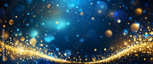 Enchanted Elegance: Gold and Blue Particle Magic photo
