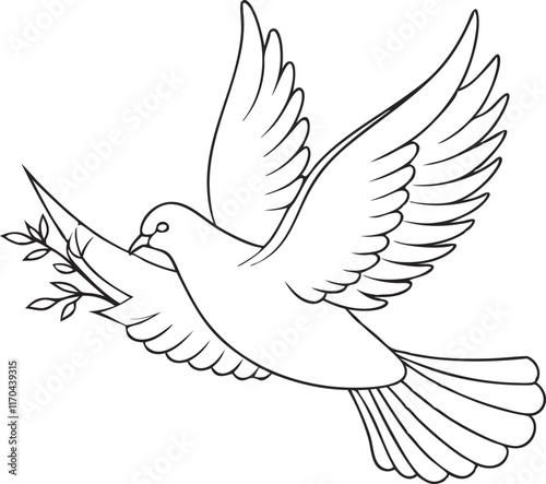 dove line art style vector illustration