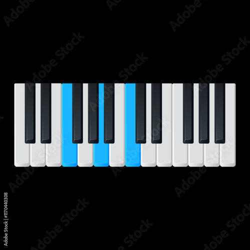 F major piano chord flat vector illustration