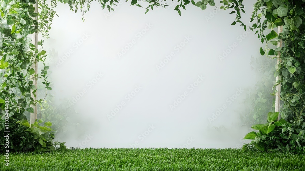 Obraz premium Serene Greenery with Misty Background for Soft Ambiance