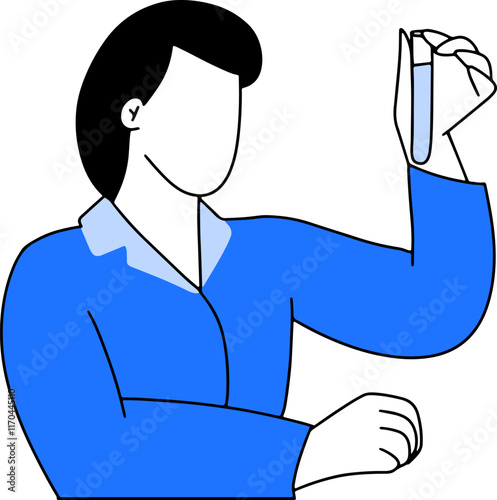 Illustration of a scientist experimenting with glass tubes.