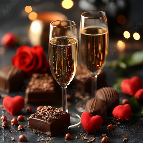 Wallpaper Mural Champagne romantic celebration chocolate roses glow high resolution hd picture Torontodigital.ca