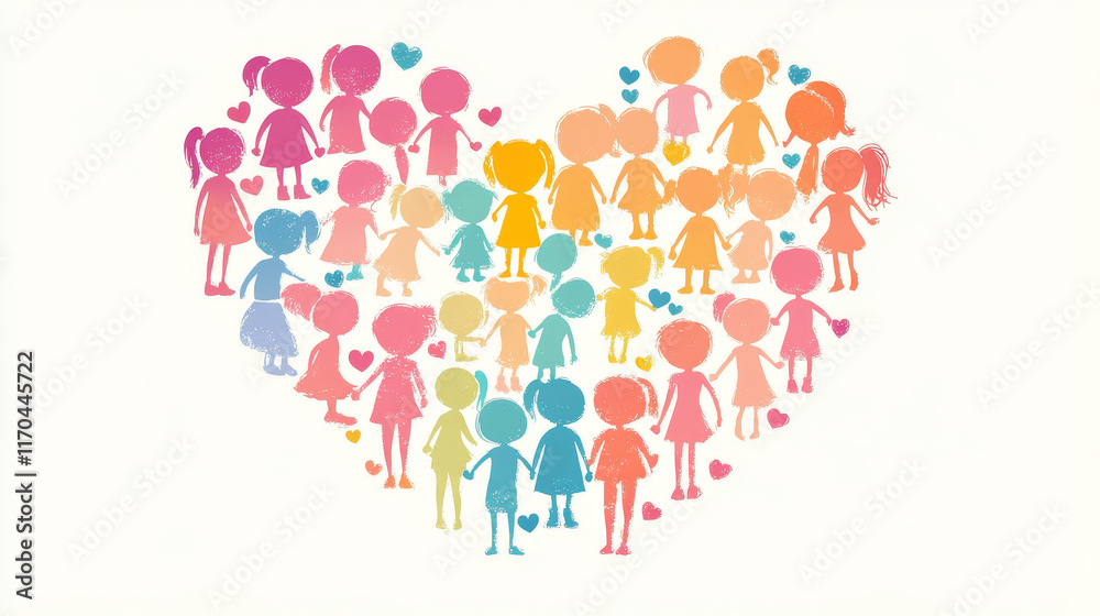 Heart shape with childrens for love and friendship concept design. Vector version also available in gallery