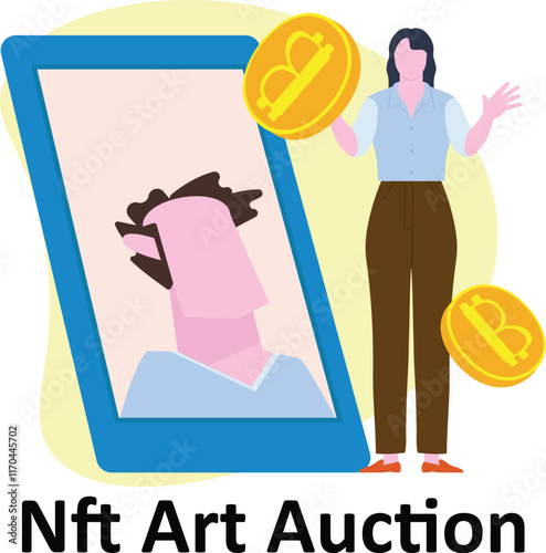 NFT Art Auction : Vector Illustration