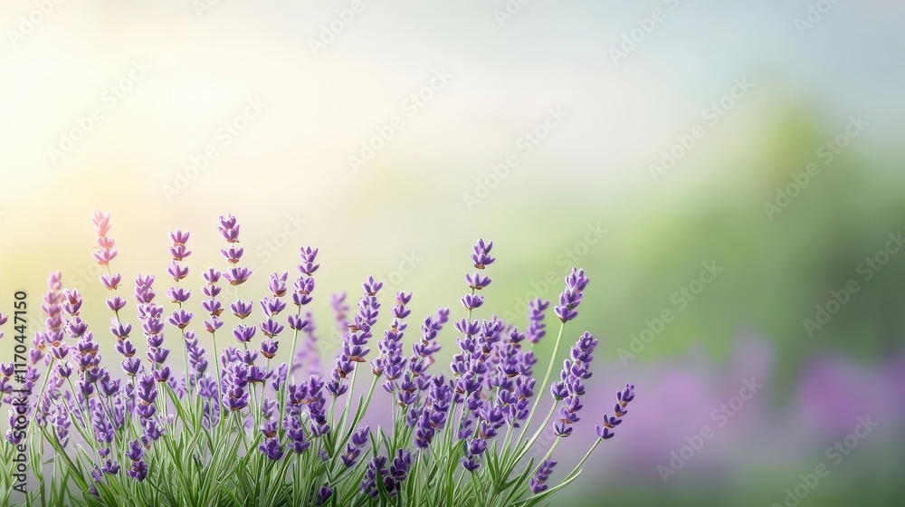 Naklejka premium Serene Lavender Field at Sunrise